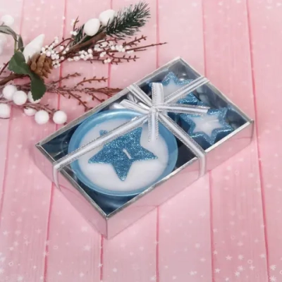 Свечи новогодние «Сияющие звезды» 16,5*10,5*3 см, голубой