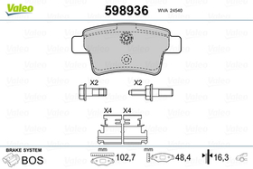 VALEO - 598936-VAL - Brake Pad Set, disc brake