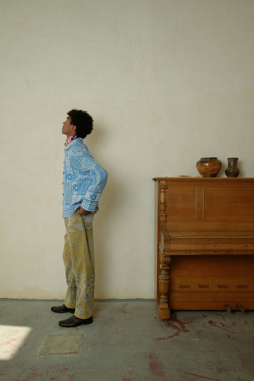 Куртка Soeurs с Красными Цветами / Red Flowers голубая