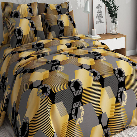 Комплект постельного белья "ВЛ. ЗОЛОТЫЕ ШЕСТИГРАННИКИ", перкаль, 100% хлопок.