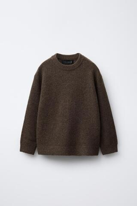 ZARA МЯГКИЙ ТРИКОТАЖНЫЙ ДЖЕМПЕР С ШЕРСТЬЮ, КОРИЧНЕВЫЙ