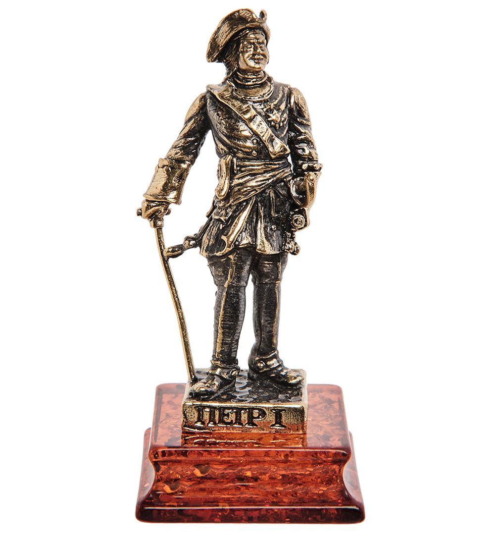 Народные промыслы AM-1829 Фигурка «Петр I» (латунь, янтарь)