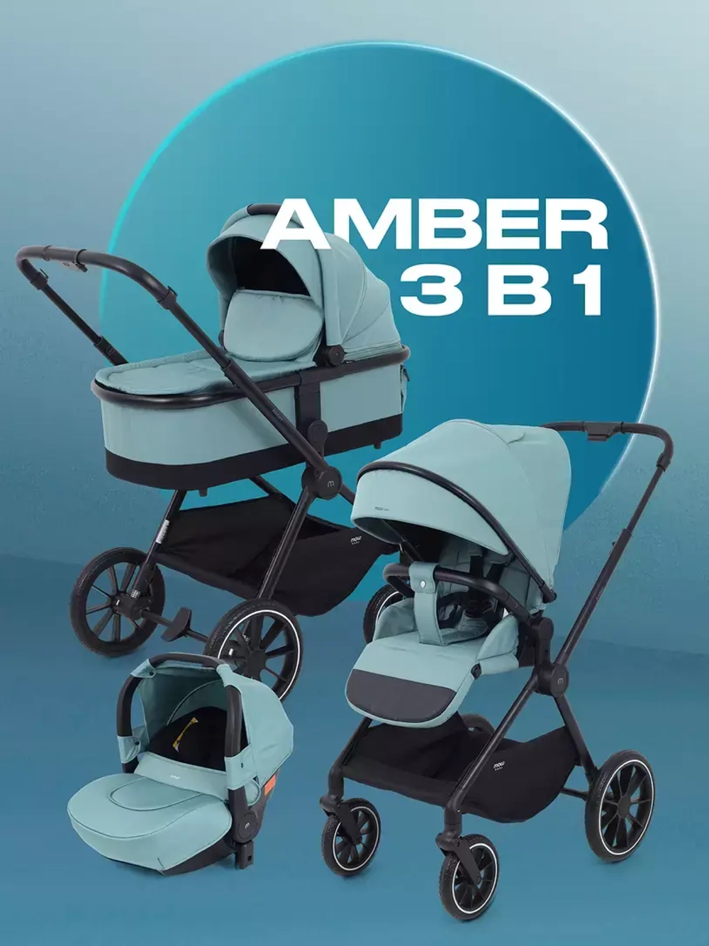 Коляска 3 в 1 MOWBaby Amber