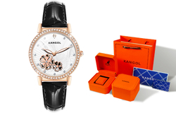 KANGOL Automatic Mechanical Movement Genuine Leather Strap Watch Women"s Watch White Dial