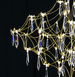 Подвесная люстра светодиодная с пультом и хрустальными подвесками Asfour MyFar Allegria MR2642-66P-76AP