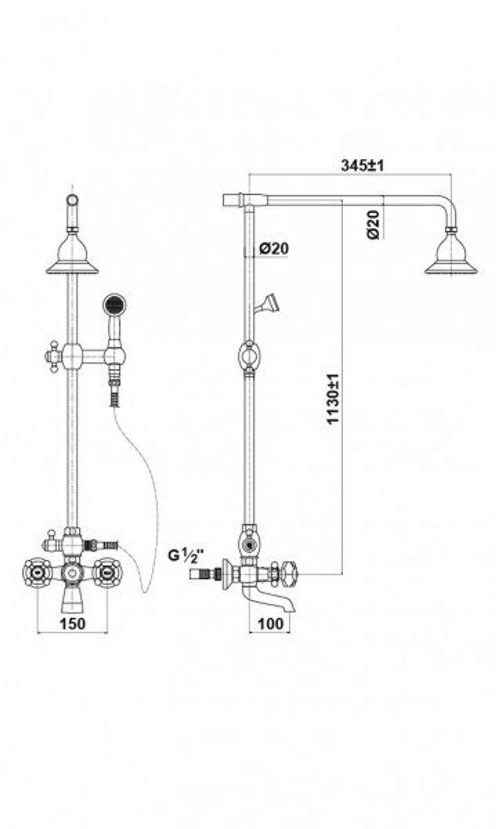 Душевая стойка Timo Nelson SX-90 orb, венге