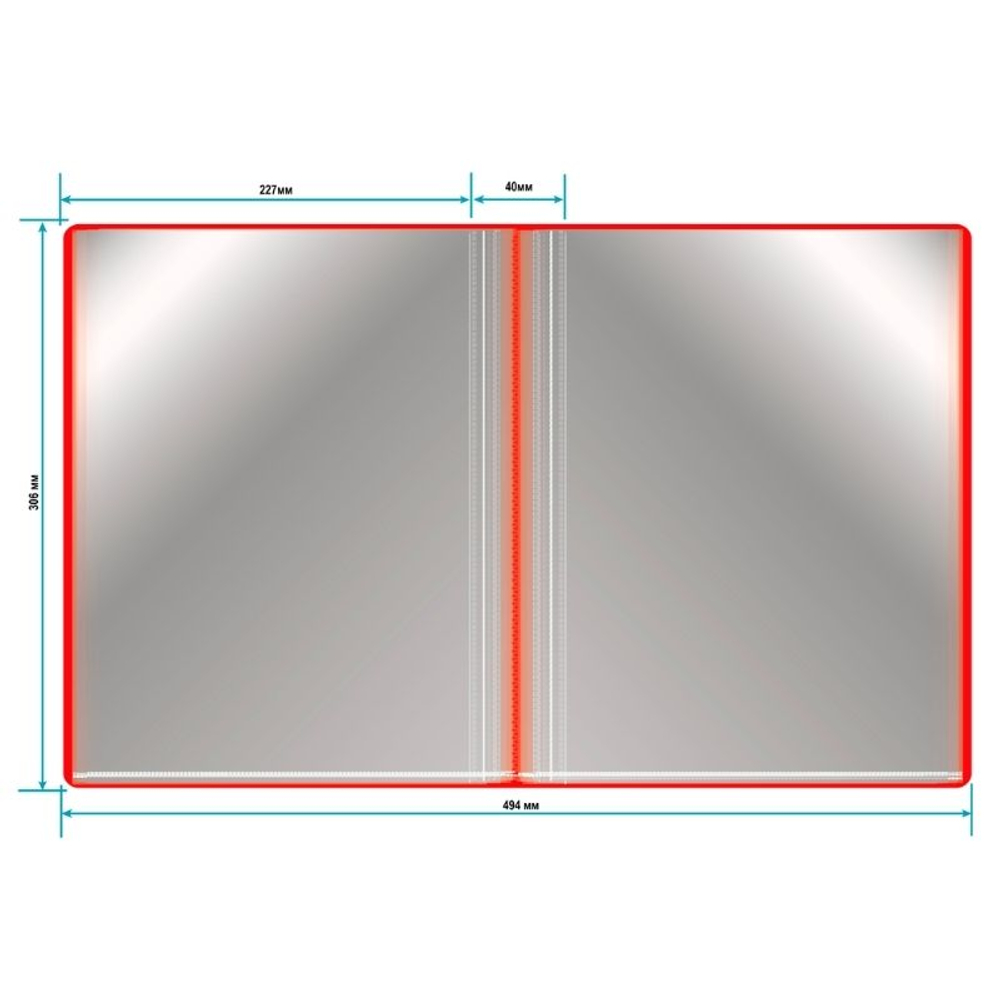 Папка с файлами Бюрократ на 80 вкладышей, 800 мкм, красная