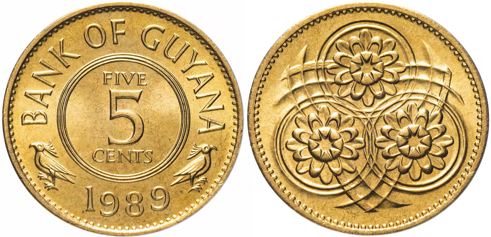 Гайана 5 центов, 1989 Виктория UNC