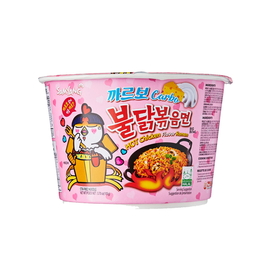 Лапша "Hot Chicken big bowl" острая со вкусом курицы в соусе карбонара 105 гр., Южная Корея