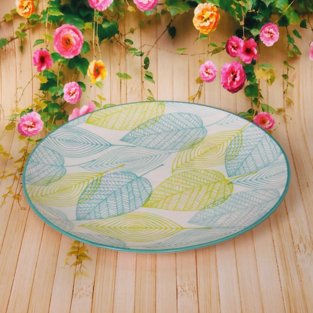 Тарелка керамическая «Эдельвейс» 25*2,3см, желто-голубая