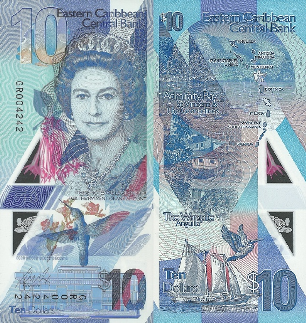 Восточные Карибы 10 долларов 2019 Адмиралтейский залив UNC