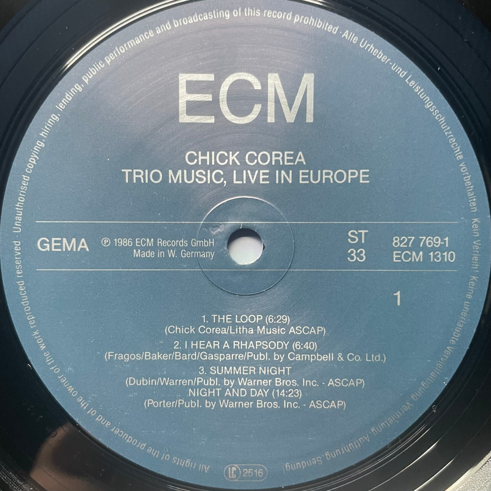 Chick Corea, Miroslav Vitous, Roy Haynes ‎– Trio Music, Live In Europe (Германия 1986г.) ECM