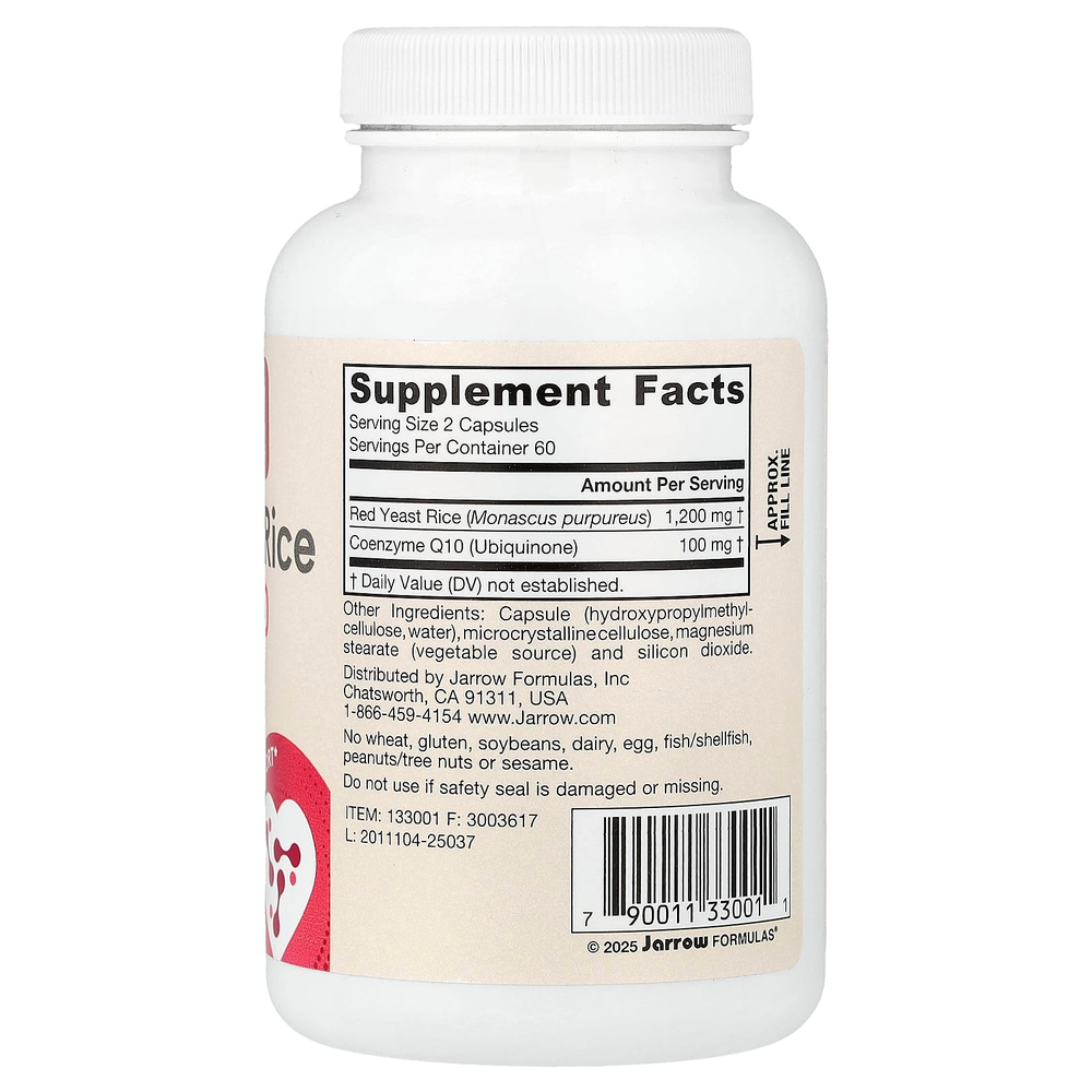 Jarrow Formulas, красный ферментированный рис и коэнзим Q10, 120 растительных капсул