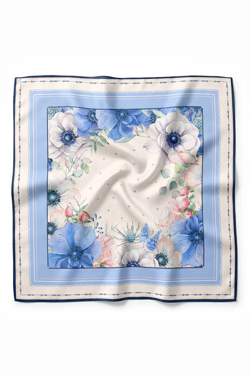 8442 Платок женский (голубой принт)