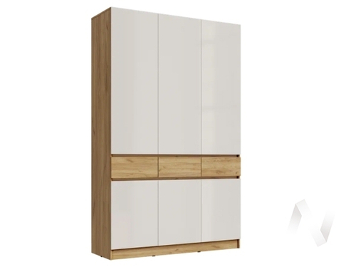 Шкаф 3-х ств МС Роджина (дуб крафт/белый глянец)