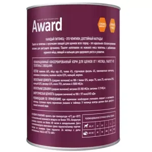 Влажный корм AWARD для щенков от 1 месяца, паштет из телятины с овощами