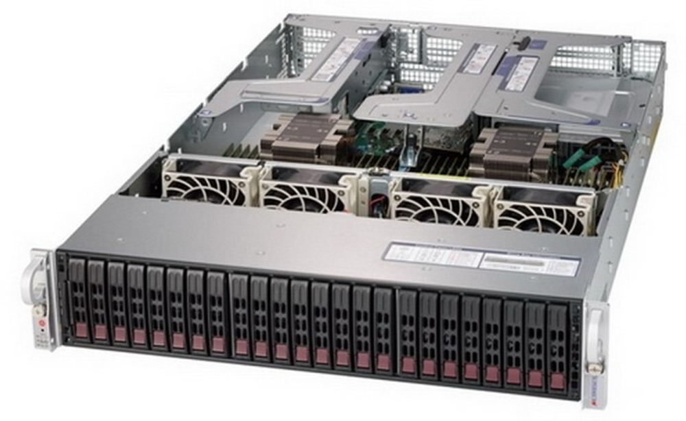 Платформа системного блока SuperMicro SYS-2029U-TR4-FT019 2U, 2xLGA3647 (up to 205W), iC621 (X121PU), 24xDDR4, up to 24x2.5 SAS/SATA, 4x 100