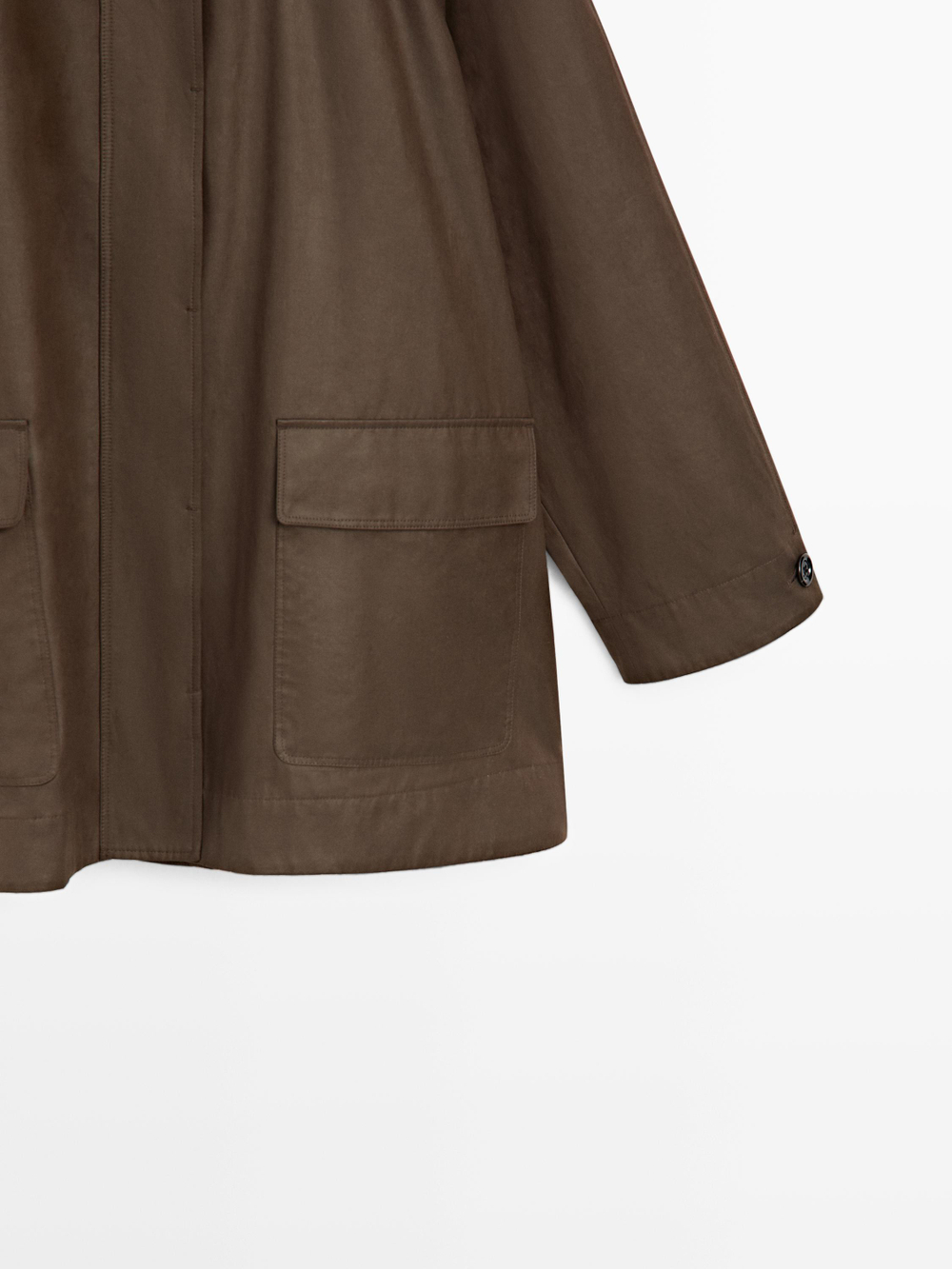 Massimo Dutti Длинная парка с карманами, кротово-коричневый