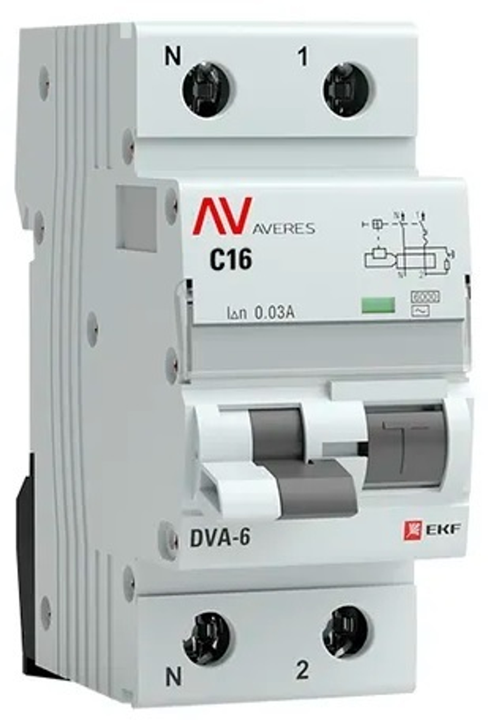 Автомат дифференциальный EKF rcbo6-1pn-16C-30-ac-av
