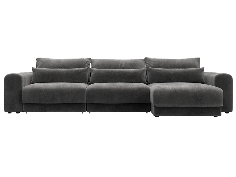 Диван угловой Лига-056 НПБ Лонг угол универсальный ВЕЛЮР TOWER 10 серый