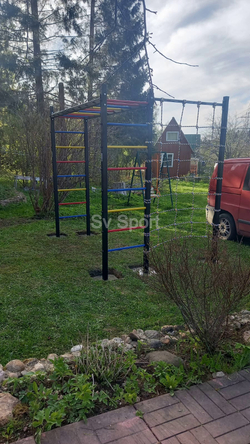 Монтаж уличной шведской стенки Sv Sport Рукоход (5 вертикальных столбов)
