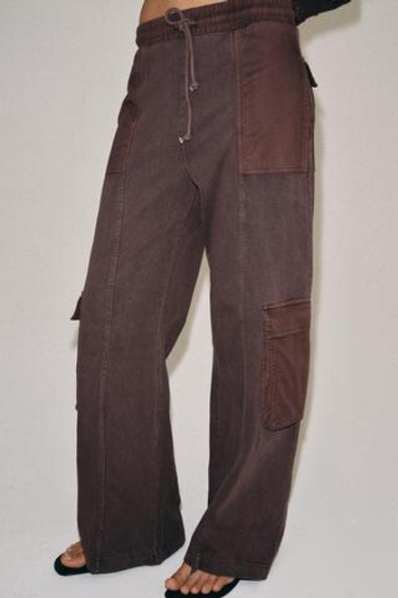 ZARA БРЮКИ КАРГО С ЭФФЕКТОМ ПОТЕРТОСТИ, КОРИЧНЕВЫЙ