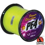 Шнур Power Phantom PE4, 1500м, флуоресцентный желтый  #1,2, 0,18мм, 8,6кг