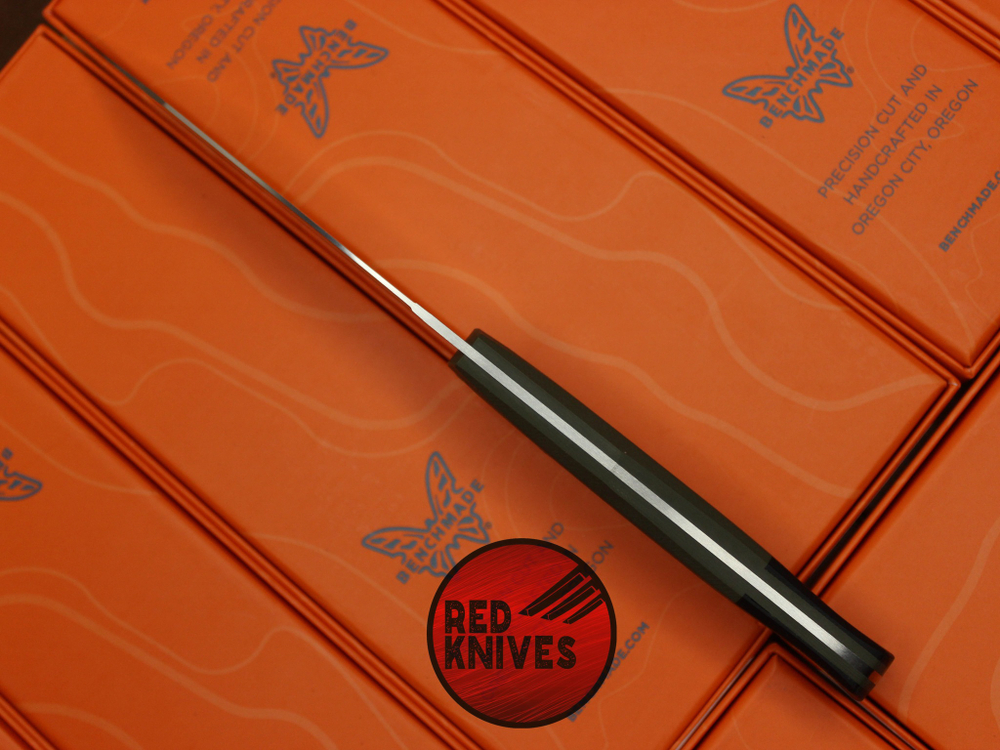 Нож Benchmade Station Knife - зеленая рукоять, клинок сатин