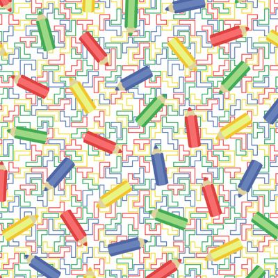 Карандаши на геометрическом фоне. Школьный узор.