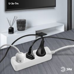 Удлинитель электрический ЭРА U-3e-7m-3x1,5 с заземлением 3 розетки 7м ПВС 3x1,5мм2 16А