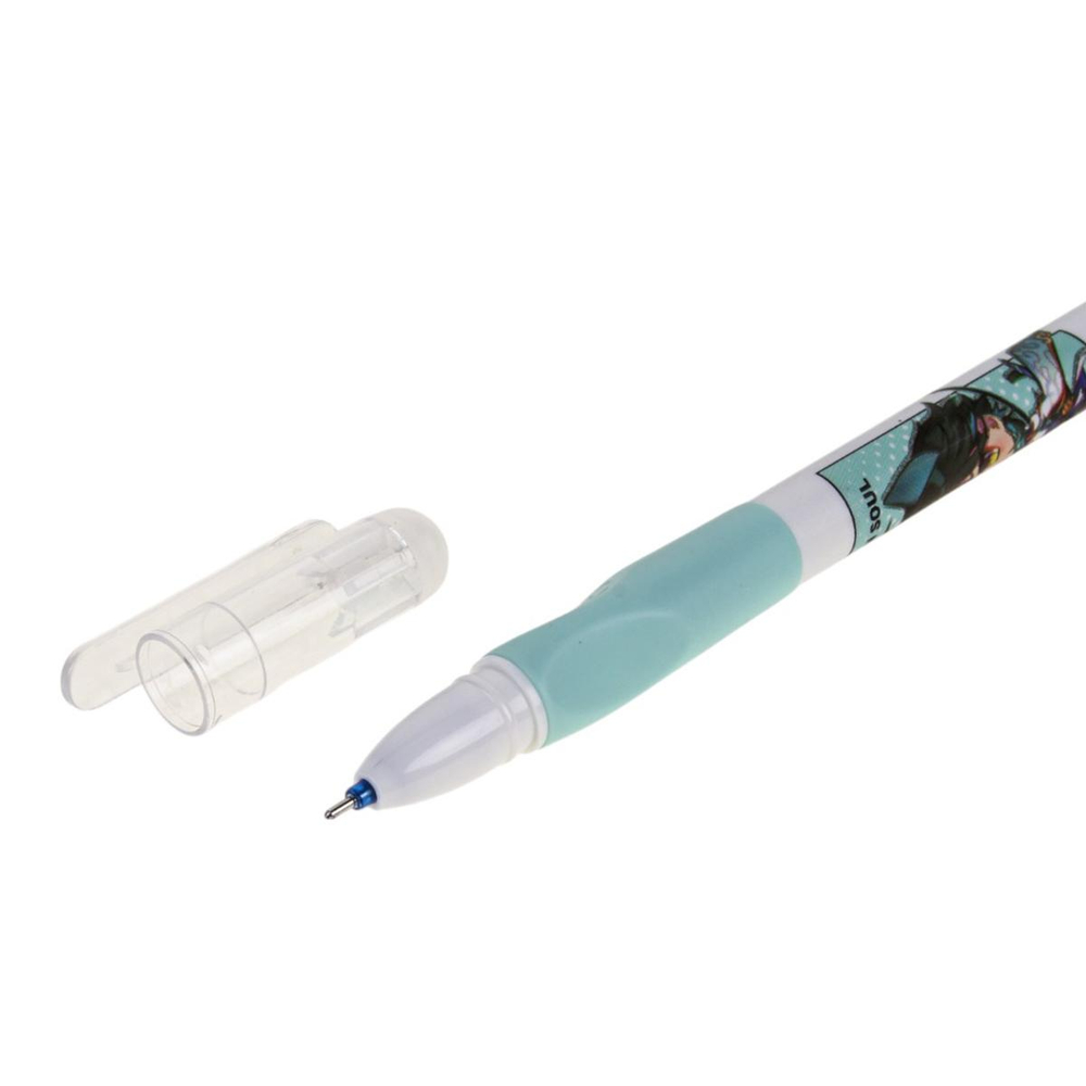 Ручка пиши-стирай "Аниме", 0,5мм, синяя, с трехгранным грипом, 3 цвета микс