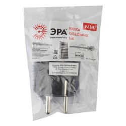 Вилка ЭРА V4(B) c заземлением 16A прямой ввод черная | Штепсельные вилки и розетки