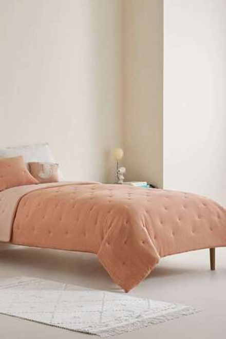 ZARA HOME ЛОСКУТНОЕ ОДЕЯЛО ИЗ ВАФЕЛЬНОЙ ВЯЗКИ, РОЗОВЫЙ