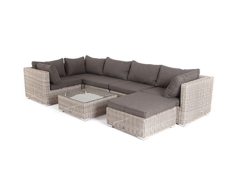 "Лунго" трансформирующаяся лаунж-зона из искусственного ротанга, цвет бежевый