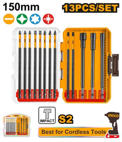 Набор ударных бит удлинённых IMPACT 13шт. S2 SUPER INGCO AKDL01306 INDUSTRIAL