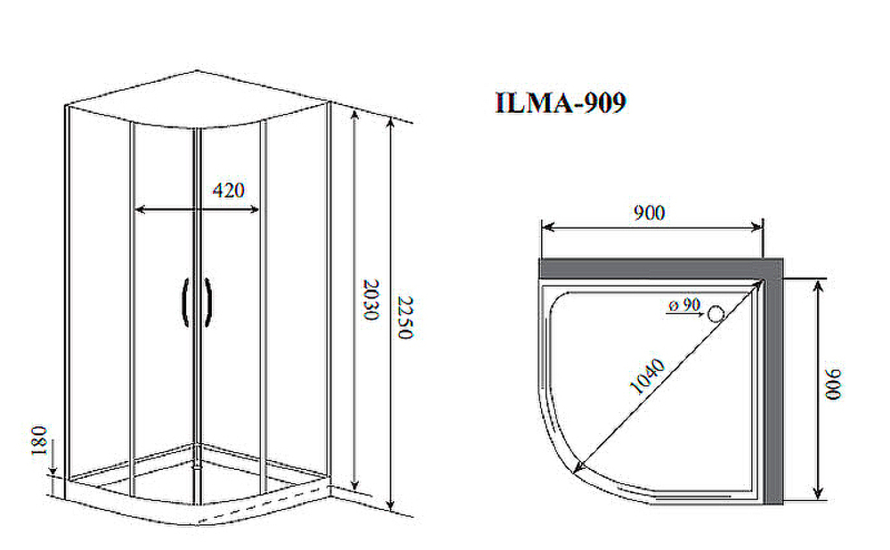 Душевая кабина Timo Premium 90x90 ILMA909B без гидромассажа