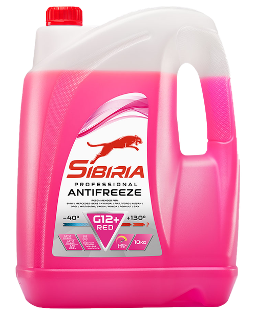 Антифриз Sibiria G12+, красный, 10 кг