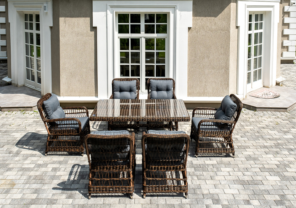 "Цесена" обеденная группа плетеная из искусственного ротанга, цвет коричневый