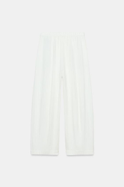 ZARA БРЮКИ BARREL — ZW COLLECTION, ЖЕЛТОВАТО-БЕЛЫЙ