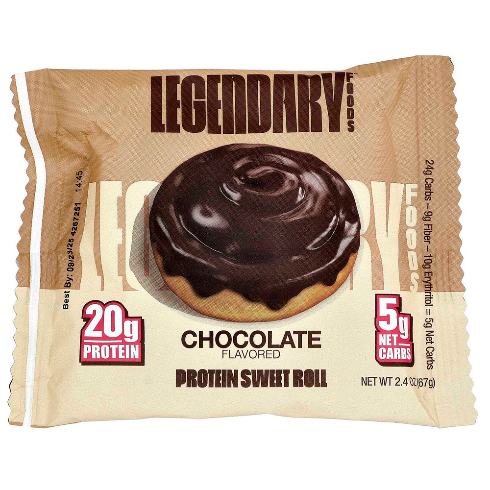 Legendary Foods, Сладкий рулет с протеином, шоколад, 8 пакетиков по 67 г (2,4 унции)