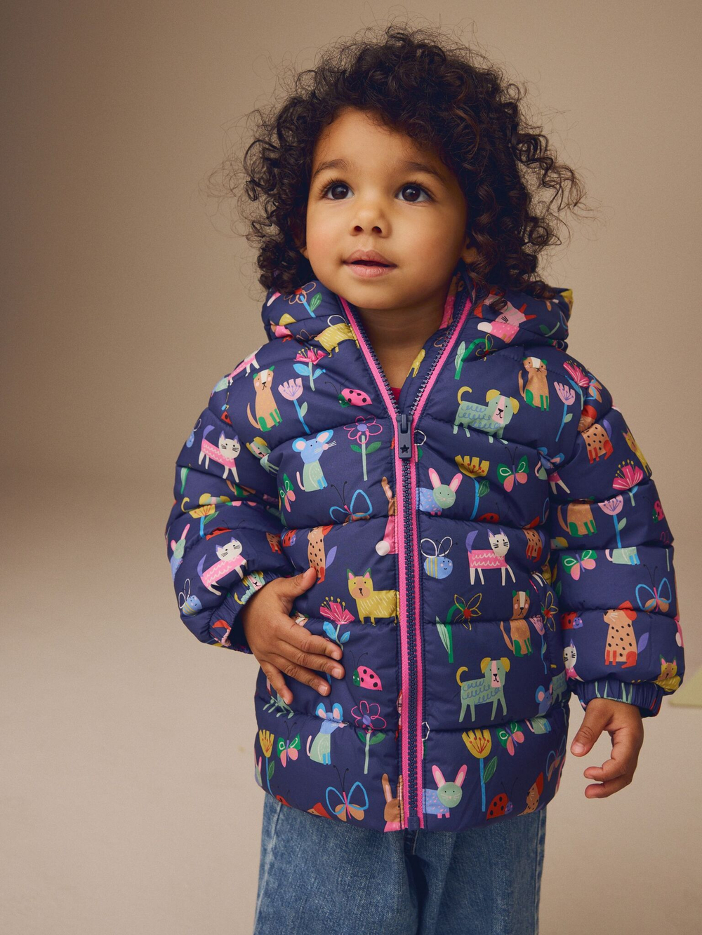 Куртка утепленная с капюшоном для девочки Next E25-318, Темно-синий