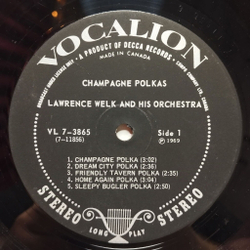 Винтажная виниловая пластинка LP Lawrence Welk And His Orchestra Champagne Polkas (USA 1969)