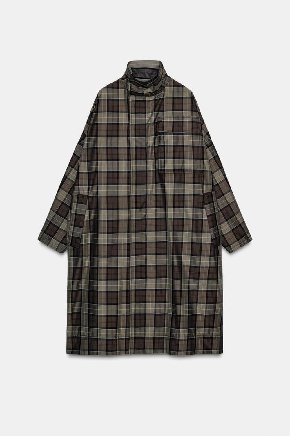 ZARA ТРЕНЧКОТ В КЛЕТКУ — ZW COLLECTION LIMITED EDITION, ТЕМНО-КОРИЧНЕВЫЙ