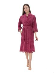 Халат женский с кружевом 0383/1 бордо NUSA Турция