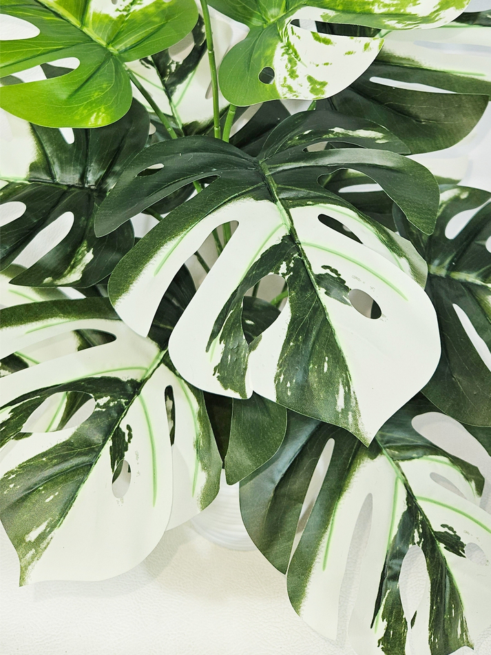 Искусственная Монстера Альба 55см в кашпо