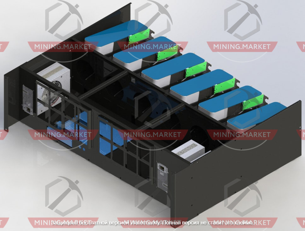 Корпус для майнинга с разделением потоков под 12 видеокарт