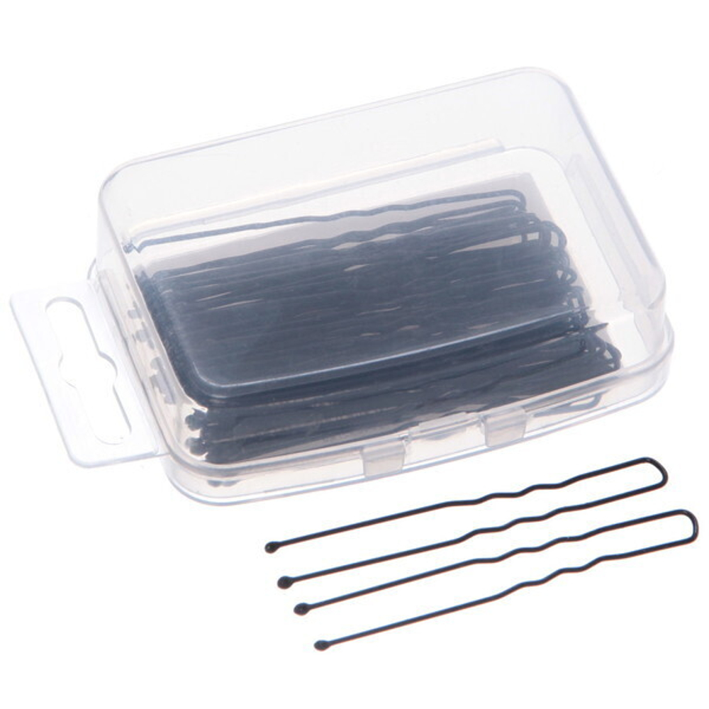 Шпильки для волос 50шт «Teatr», цвет чёрный, 6см, упак. 7,3*5,5см