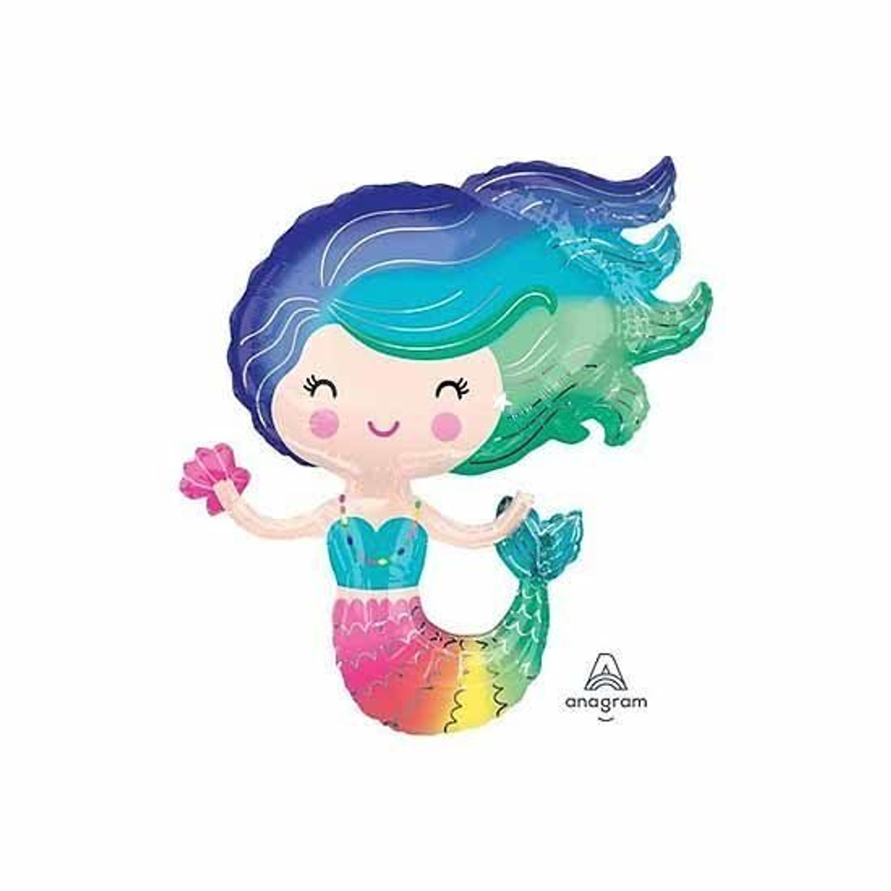 Шар фигура "Русалка Хвост радужный" 76 см
