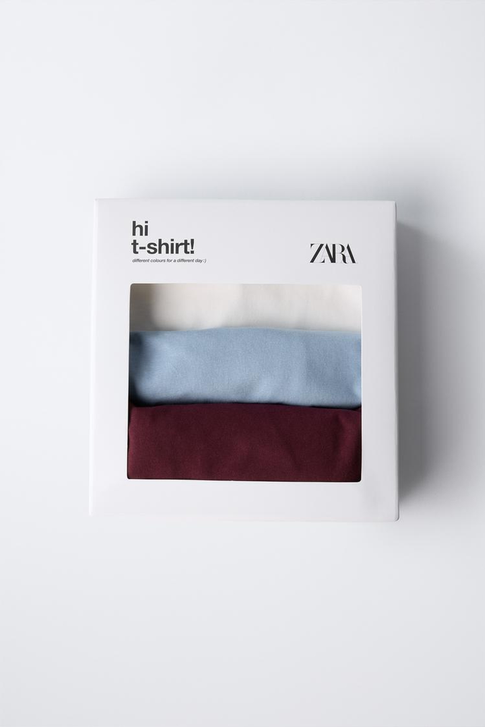 ZARA НАБОР ИЗ ТРЕХ ОДНОТОННЫХ ФУТБОЛОК, ЦВЕТ БУРГУНДСКОГО ВИНА