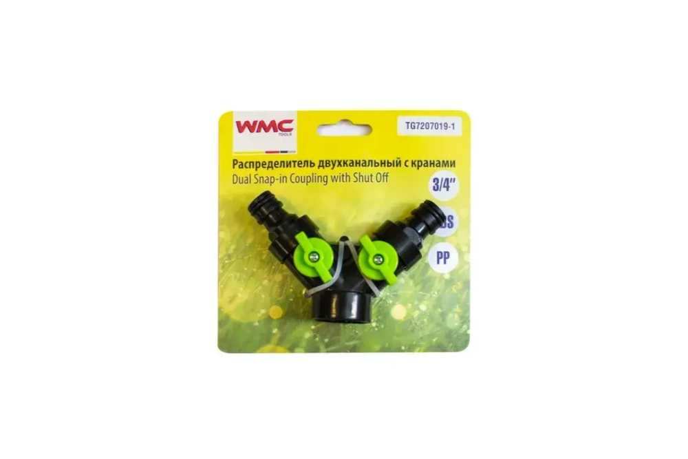 Тройник-разветвитель с регуляторами (3/4''х 2 штуцера),на блистере WMC TOOLS WMC-TG7207019-1